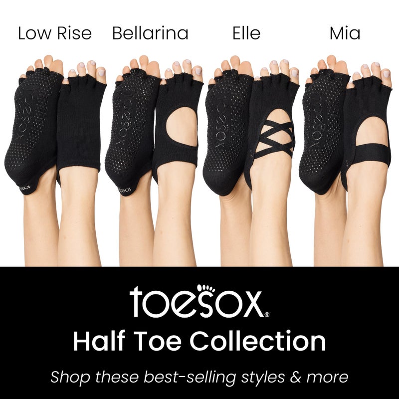 toesox Women's Bellarina Open Toe Socks with Grips, Non-Slip Half Toe Grip Socks, Yoga, Pilates, Barre, Dance - Image 2